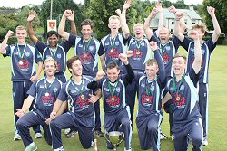 The team celebrating their sucess.